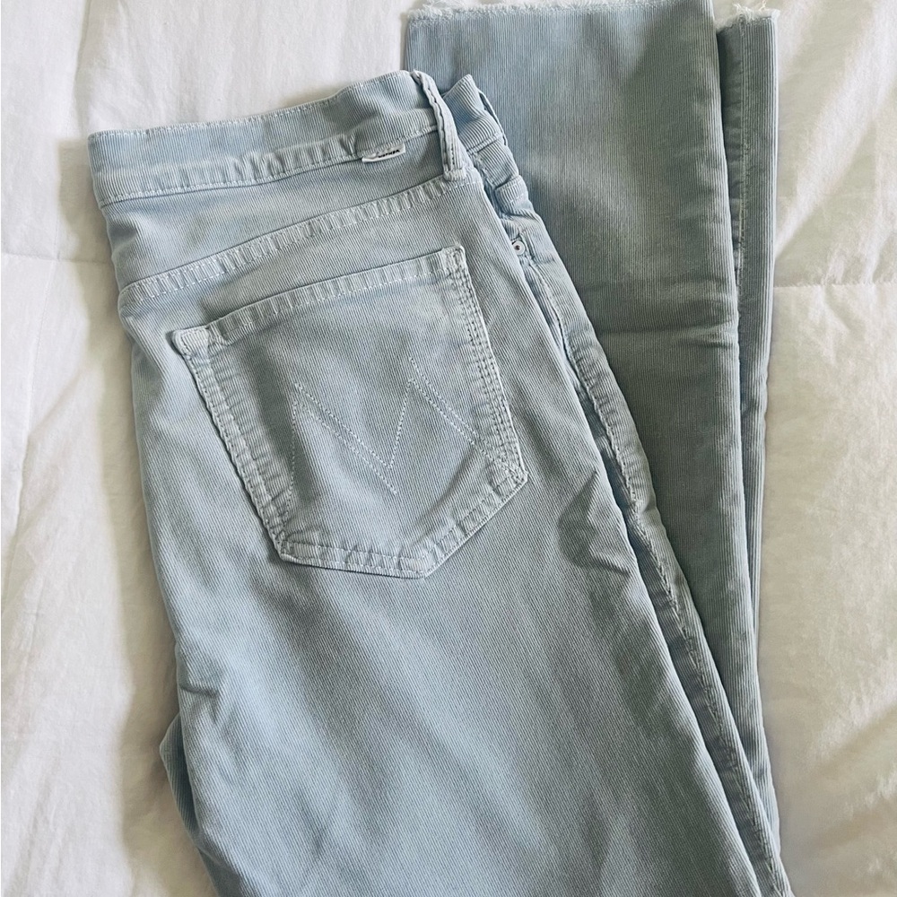 MOTHER Light Stone Blue soft corduroy stretch Jeans “Hopscotch”